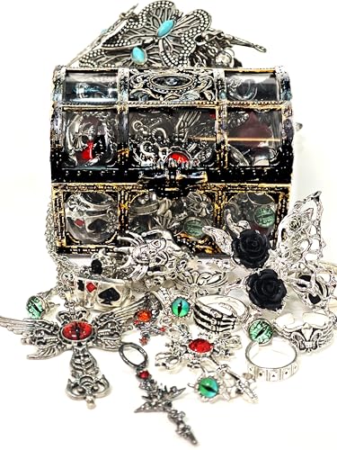Mystery Jewelry Jar, 40-45Pcs Surprise Gothic|Bohemia Jewelry Box for Women, Halloween Treasure Chest, Unique Gift Set-Necklace, Earrings, Rings, and Bracelets