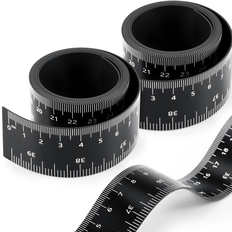 Relaxweex 2 Pcs 39.37 Inch Magnetic Ruler Flexible Tape Magnetic Tape Measure with Both Inches and Centimeters, Suitable for Classroom Whiteboard, Lathes, Workshops, Mills, Easy to Take (Black) Black