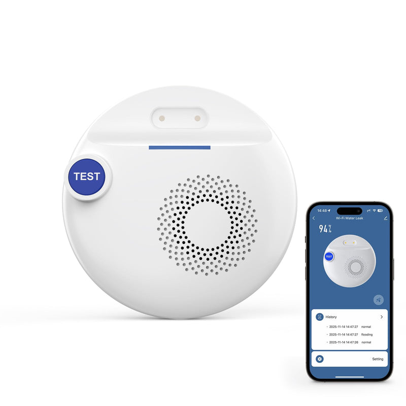 [Australia - AusPower] - PGST WiFi Water Leak Detectors,Wireless Water Leak & Drip with 100dB Adjustable Alarm,for Smart Life Tuya APP Control & Instant Alerts,for Basement, Bathroom,Laundry,Kitchen,Sink,2.4G WiFi Only 