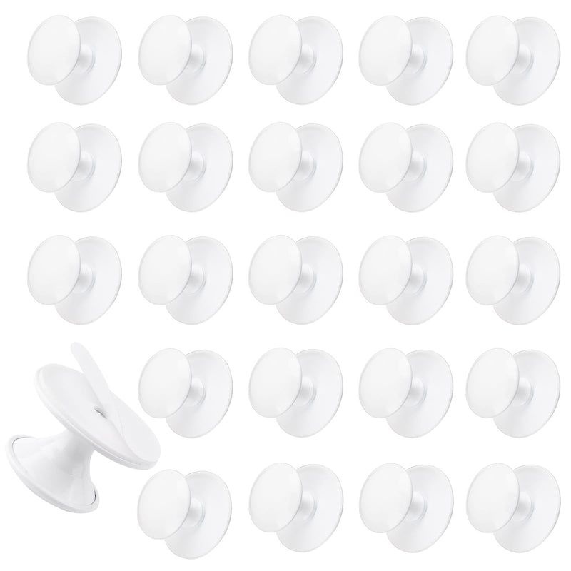 MOROBOR Adhesive Cabinet Knobs, 24pcs Self-Stick Instant Kitchen Drawer Pulls Stainless Steel Knobs for Windows Wardrobes Cabinets Drawers (White) White