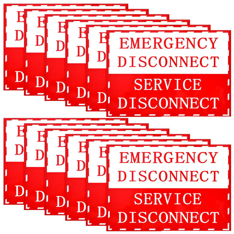 12PCS NEC Compliant Emergency Disconnect Sticker, 5x3.5 Inch Emergency-Disconnect Service-Disconnect Sticker, Notice Danger Labels for Electrical, Electrical Service Warning Sign for Indoor, Outdoor