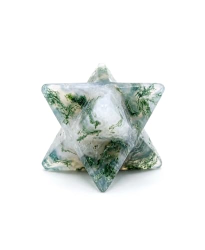 Moss Agate Single Merkaba Star Crystal Healing Reiki Feng Shui Gift Handcrafted
