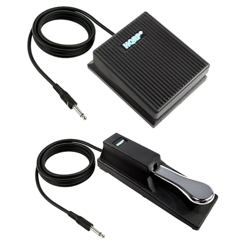 HQRP Sustain Pedal Bundle for Yamaha Digital Piano & Keyboard Models P-45, P-125, YPG-235, DGX-660, PSR-E373, YPT-260, MX61, MODX6, MODX7, MODX8 (FC4 + FC5 Replacement, 1/4" Jack)