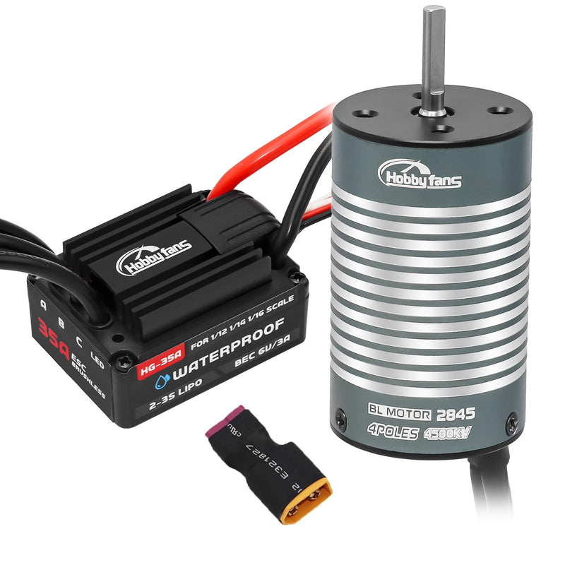 [Australia - AusPower] - Hobby Fans Brushless 2845 4500KV Motor & 35A Waterproof ESC for Traxxas E-REVO Losi JRX2 H16BM H16DR Redcat Volcano 16 Arrma Typhon Grom Mojave Grom 144001 16890A 1/14 1/16 RC Car Black 2845 Motor & 35A ESC 