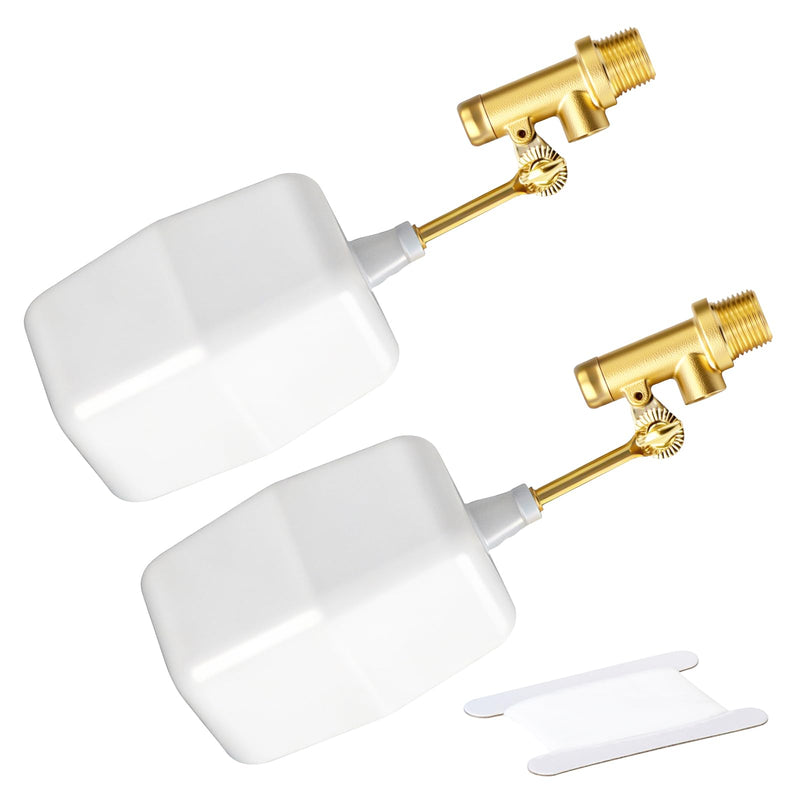 [Australia - AusPower] - 2PCS 3/8" NPT Male Water Float Valve, Automatic Fill and Water Level Control Valve, with Brass Adjustable Arm, for onds, Fountains, Tanks & Aquariums 