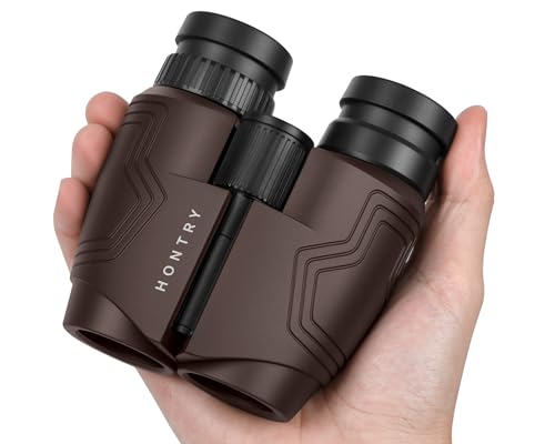 Hontry Compact Travel Binoculars for Adults and Kids (Brown) Brown 12.0 x 25.0 Millimeters