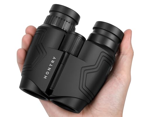 HONTRY Compact Travel Binoculars for Adults and Kids (Black) Black 12.0 x 25.0 Millimeters
