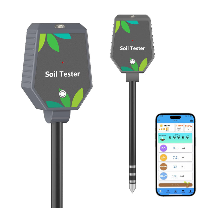 Soil Moisture Meter for Plants, 8-in-1 Soil pH Meter Moisture, Light, pH, EC, Fertility, Salt, Temp, Air Humidity, Soil pH Test Kit Great for Garden, Lawn, Farm, Indoor & Outdoor Use 8 IN 1 Soil Tester