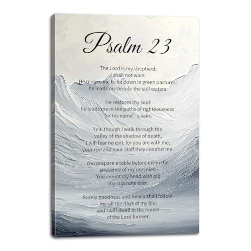 Christian Canvas Wall Art Psalm 23 Pictures Wall Decor Bible Verses Prints Scripture Poster Christian Religious Paintings for Living Room Bedroom Church Decor Framed(Artwork-3,16L x 24W) Artwork-3 16"L x 24"W