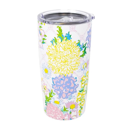 Lilly Pulitzer 20 Oz Insulated Tumbler with Lid, Stainless Steel Mug, Double Wall Metal Tumbler for Hot and Cold Drinks (Lilly Garden Home) Lilly Garden Home