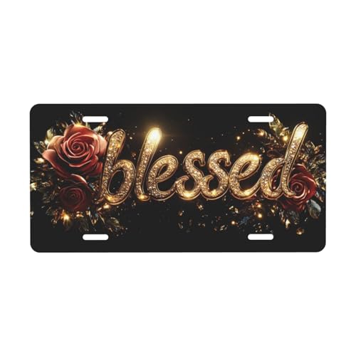 Christian Blessed Red Rose Decorative License Plate 6x12 Inch Cay5
