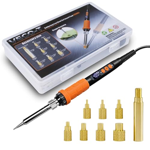 VECO-T CS901 90W heat set insert tool kit with LCD temperature display and threaded inserts for 3D printing