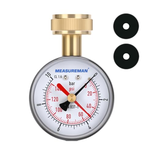 Water Pressure Gauge G3/4 Female Thread 0-10 Bar with Red Hand Water Pressure Test for Home
