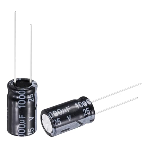 QUARKZMAN 1000uF 25V 10x17mm Electrolytic Capacitor Radial Connections Aluminium Capacitors for TVs LCD Monitors VCD Pack of 10 | Radial Connections Aluminium Capacitors for TVs LCD Monitors VCD