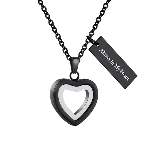 Glass Heart Cremation Urn Necklace for Ashes Stainless Steel Memorial Ash Pendant Keepsake Jewelry Cremation Jewelry for Women