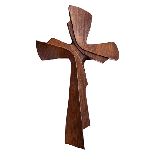 BGCarvedGrace Wooden Wall Cross Decor, 14 Inch Christian Hanging Wall Art 14"L x 8.1"W