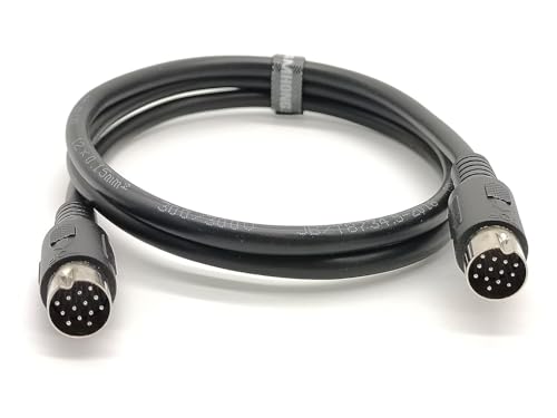 DIN 13-Pin to DIN 13-Pin Extension Cable, High-Speed Video Power Cord for Reversing Camera, Truck & RV (Male to Male, 1 Meter) Male to Male