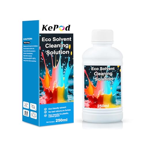 Eco Solvent Ink Cleaning Solution Printhead Cleaning Fluid 250ML for Roland Mutoh Mimaki for XP600 TX800 DX5 DX7 DX9 DX10 DX11 DX4 I1600 I3200 （1 Pack）