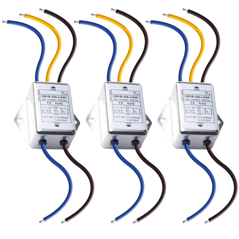 EMI Filter CW1B-10A-L Single-Phase Filter 250V 10A Electromagnetic Interference Filter Mains Filter for Suppressing Continuous and Intermittent Pulse Interference