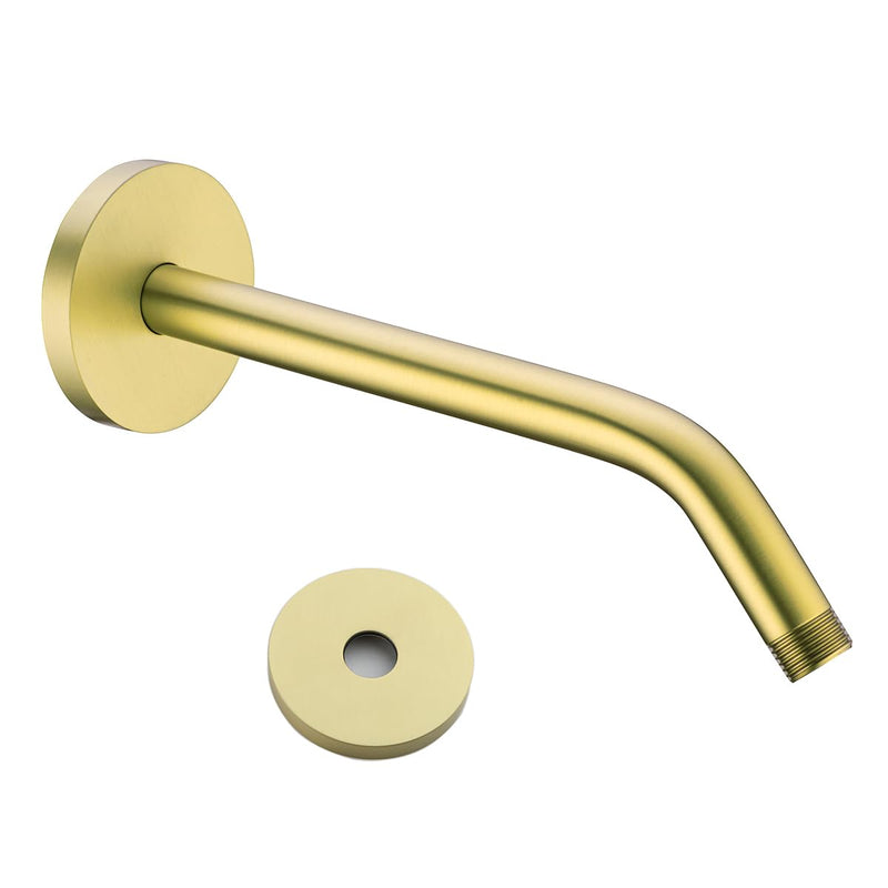 10 Inch Shower Arm with Large Flange,Brushed Gold Wall-Mounted Stainless Steel Shower Pipe Replacement for Fixed and Handheld Shower Heads,SE-RD91018-10BG Round Flange-10″Brushed Gold