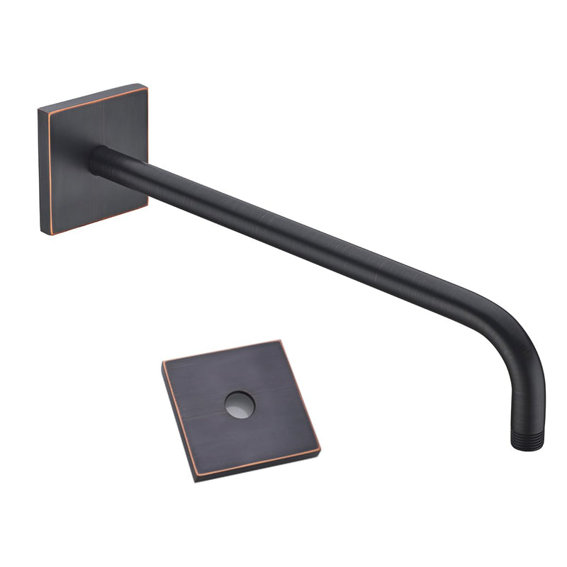 Shower Arm with Flange, 16 in Stainless Steel Shower Arm Extension Wall-Mounted For Fixed Shower Head,Rain Shower Head Extender,Oil Rubbed Bronze,SE-91018-16-ORB-SQ ﻿ Large Square Flange-16″Oil Rubbed Bronze