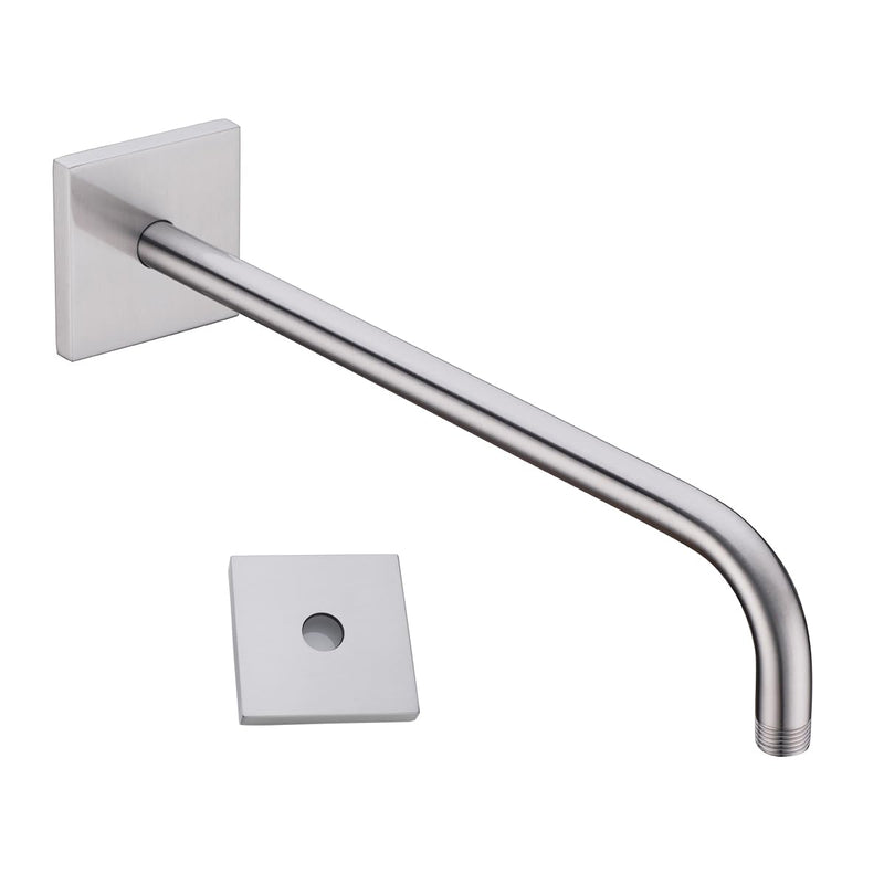 Shower Arm with Flange,16 in Stainless Steel Shower Arm Extension Wall-Mounted For Fixed Shower Head,Rain Shower Head Extender Brushed Nickel,SE-91018-16BN-SQ Large Square Flange-16″Brushed Nickel