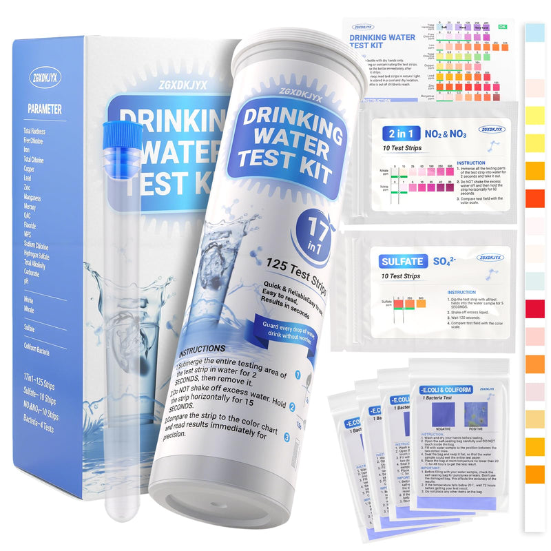 [Australia - AusPower] - 21-in-1 Home Drinking Water Testing Kit,145 Strips + 4 Bacteria Tests,Tap and Well Water Test Kit, Easy to Test and Read Home Test Strips for Hardness, Lead, Iron, Fluoride, pH, Copper and More 