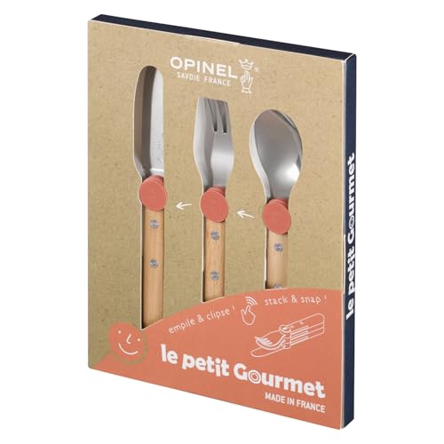 Opinel Le Petit Gourmet 3 Piece Children’s Cutlery Set (Coral) Coral