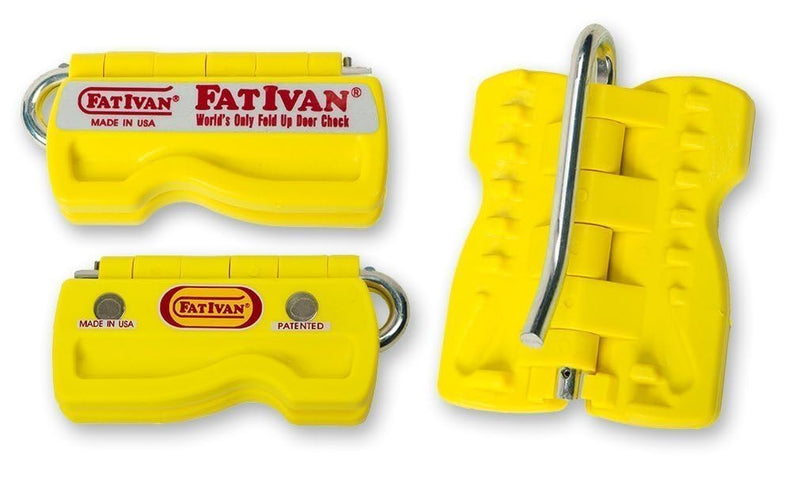 The Original Fat Ivan Fold Up Doorstop Wedge with Magnet - for Moving Office Home or School - Great for Police, Admin, Firefighters and Any time You Need a Door to Stay Open Yellow 2 Pack