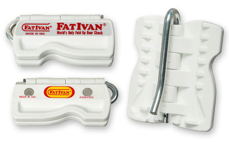 The Original Fat Ivan Fold Up Doorstop Wedge with Magnet - for Moving Office Home or School - Great for Police, Admin, Firefighters and Any time You Need a Door to Stay Open White 2 Pack