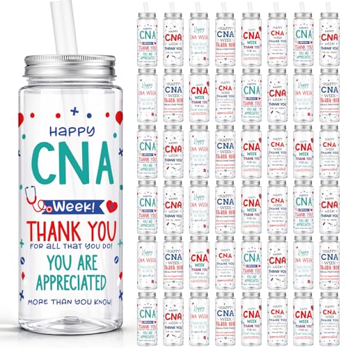 Vesici 24 Pcs CNA Week Tumbler Cups with Lids Straws, 14.2oz Favors 12
