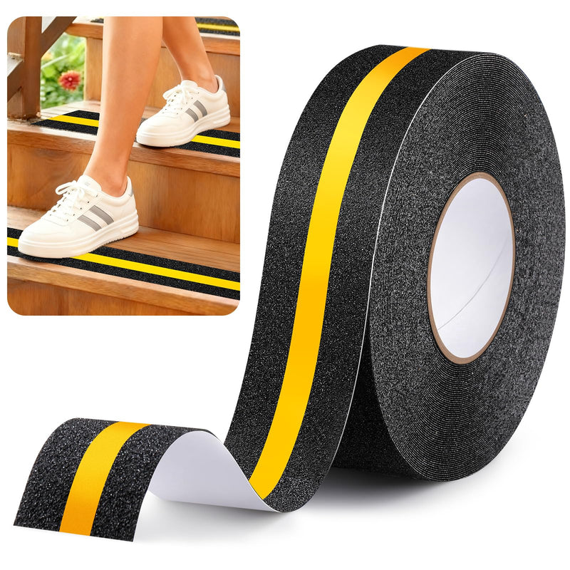 2" x 80ft Anti Slip Tape with Reflective Stripe, Adhesive Grip Non Slip Stair Treads Tape, Non Skid High Traction Adhesive for Stairs Step Ramps Boats Decks 2" x 80FT
