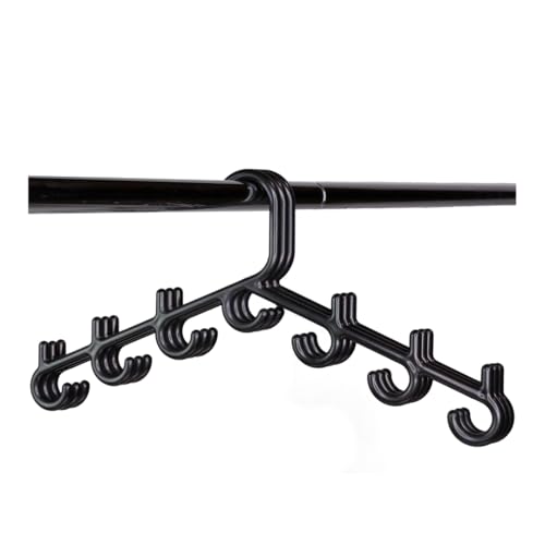 Made in USA Multi-Use Hanger for Bras, Lingerie, Hats & Scarves 5-Pack | Patented Closet Organizer | 7-Hook Space Saver for Underwear, Ties, Belts | No Clips, Lightweight Design Black