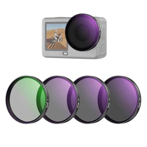 NEEWER CPL + ND Filter Set Compatible with DJI Osmo Action 6 Only, 4 Pack ND8/16/32 Adjustable Circular Polarizing Polarizer Snap On Multicoated HD Action Camera Photography Accessories, FL-B1 4 Pack ND/CPL