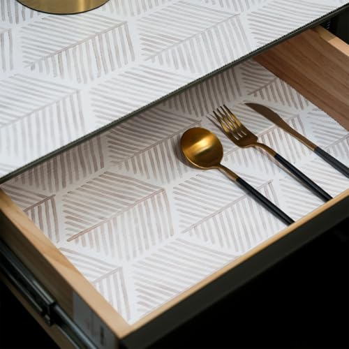 Shelf Liners for Kitchen Cabinets, 24IN x 10FT Non Adhesive 23.6"W x 118.1"L Geometric