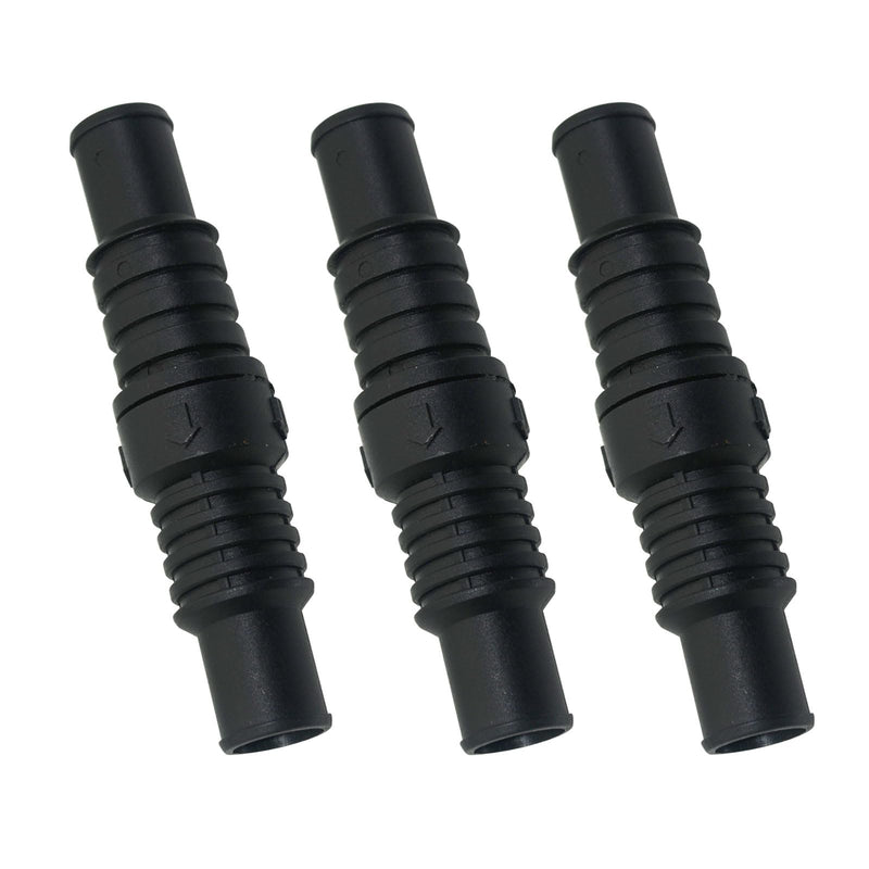 3Pcs LV1219 Non-Return Inline Valve, Fits 3/4'' and 1'' Diameter, Stop Water Drain Back, Black