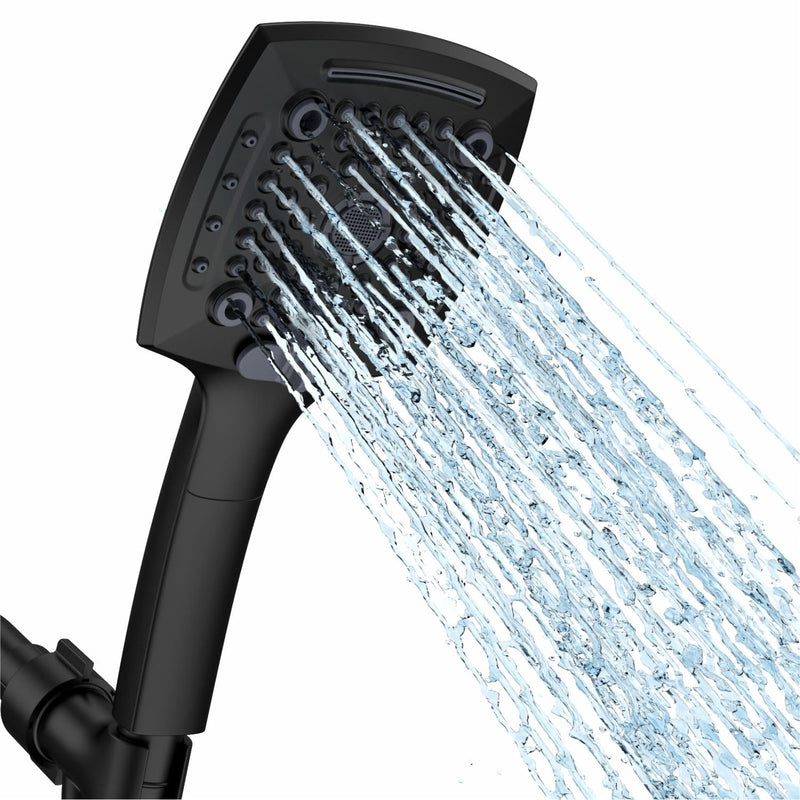 ELLO&ALLO High-Pressure Handheld Shower Head with 5 Spray Modes, 59-Inch Kink-Free Stainless Steel Hose & 360° Adjustable Bracket Perfect for Pet Bathing, Baby Care, Matte Black Without Filter