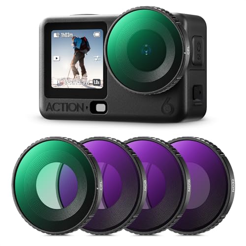 K&F CONCEPT ND Filter Kit for DJI Osmo Action 6, CPL ND8 ND16 ND32 For Osmo Action 6 Screw On Mount