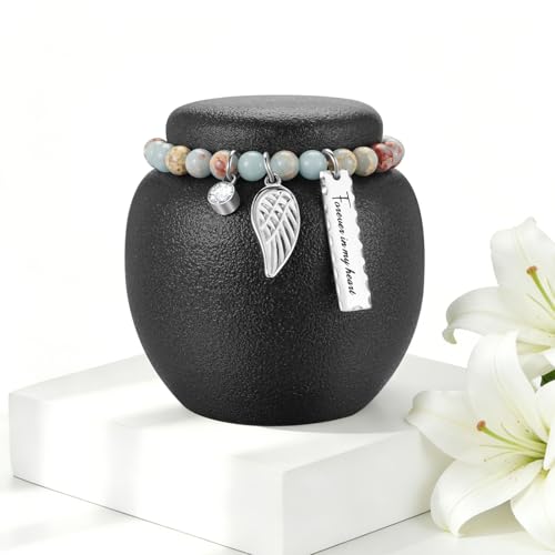 Ceramic Small Urn for Human Ashes Keepsake for Women Men Handmade Cremation Mini Urn for Ashes for Memorial-Black Black