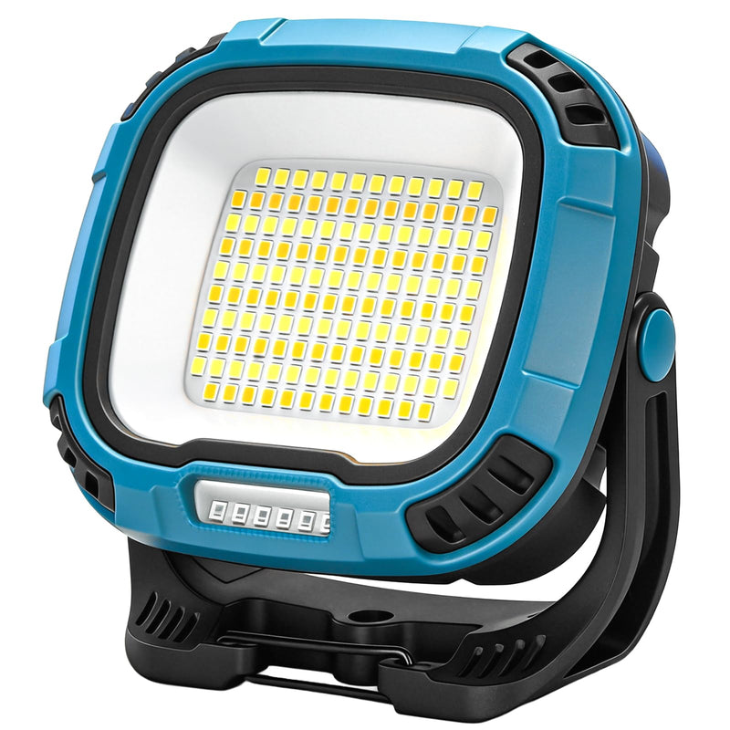 [Australia - AusPower] - 6000mAh Magnetic Work Light Rechargeable, 4000LM 136-LED Magnetic Light with Hook, IP65 Waterproof, 30H Runtime, Portable LED Work Light for Car Repair, Job Site Lighting, Emergency(Blue) 1 Pack Blue 