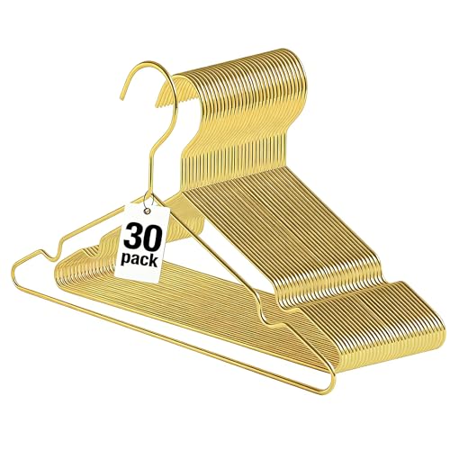 Gold Kids Wire Hangers 30 Pack,12.6 Inch Baby Strong Metal Hanger,Heavy Duty Metal Child Wire Hanger for Closet,Children's Gold Hangers 12.6"W x 7.2"H