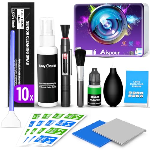Camera Lens Cleaning Kit with Pro 10x Sensor Swabs, Sensor Cleaner, Compatible with Canon, Nikon, Sony mirrorless DSLR Camera (Enhanced Version) Enhanced Version