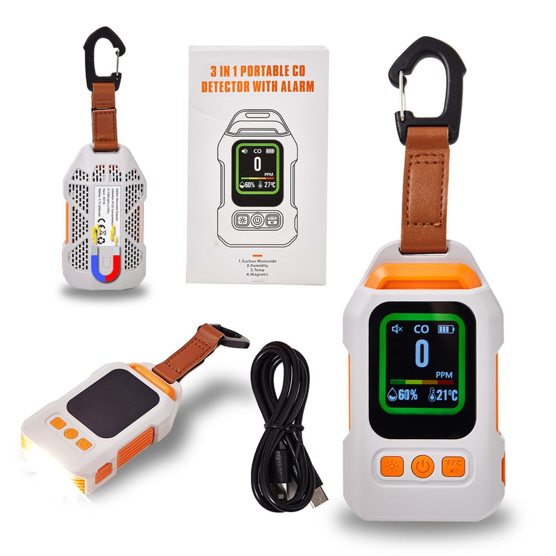 Portable Rechargeable Air Detectors, Indoor Air Quality Meters,Magnetic Detector with Temperature and Humidity Monitoring, Audible and Visual Air Quality Monitor for Camping, Hotels, Travel, and RVs