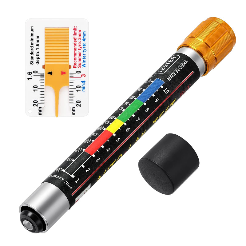 Magnetic Paint Thickness Gauge, Paint Thickness Gauge for Motor Vehicles, with a Tread Depth Gauge, Waterproof and Portable, Body Damage Detector, with Magnetic Probe Scale
