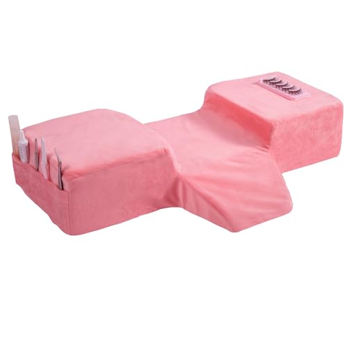 Beauty Salon Curved Memory Foam Bed Pillow, Lash Pillow for Eyelash Extensions Ergonomic Neck Pillow with Neck Back Head Support(Pink) Pink