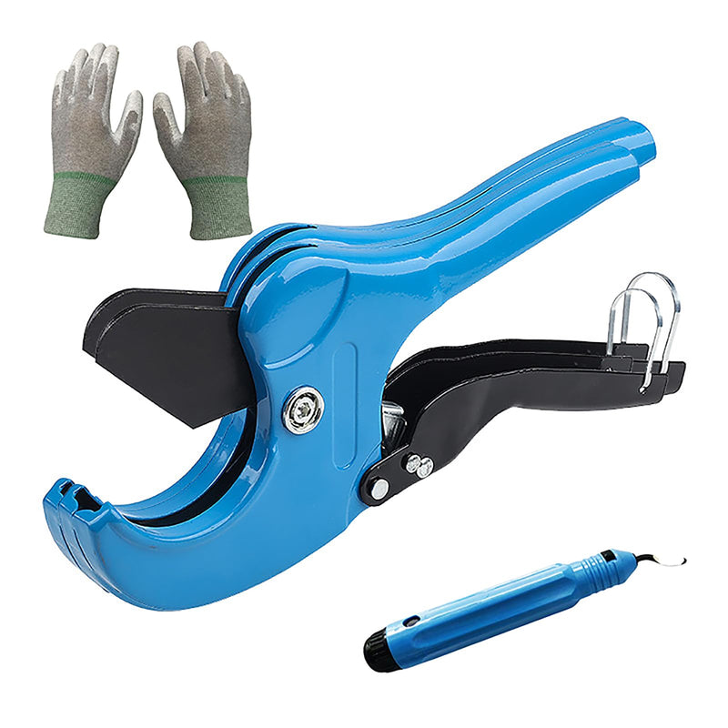 Succulent The Ratcheting PVC Pipe Cutter, Up to 2-1/2", Ratchet Pipe Cutter Heavy-Duty, Pex Cutting Tool for Cutting PEX, PVC, PPR Plastic Hoses and Plumbing Pipe，Comes with deburring tool and gloves