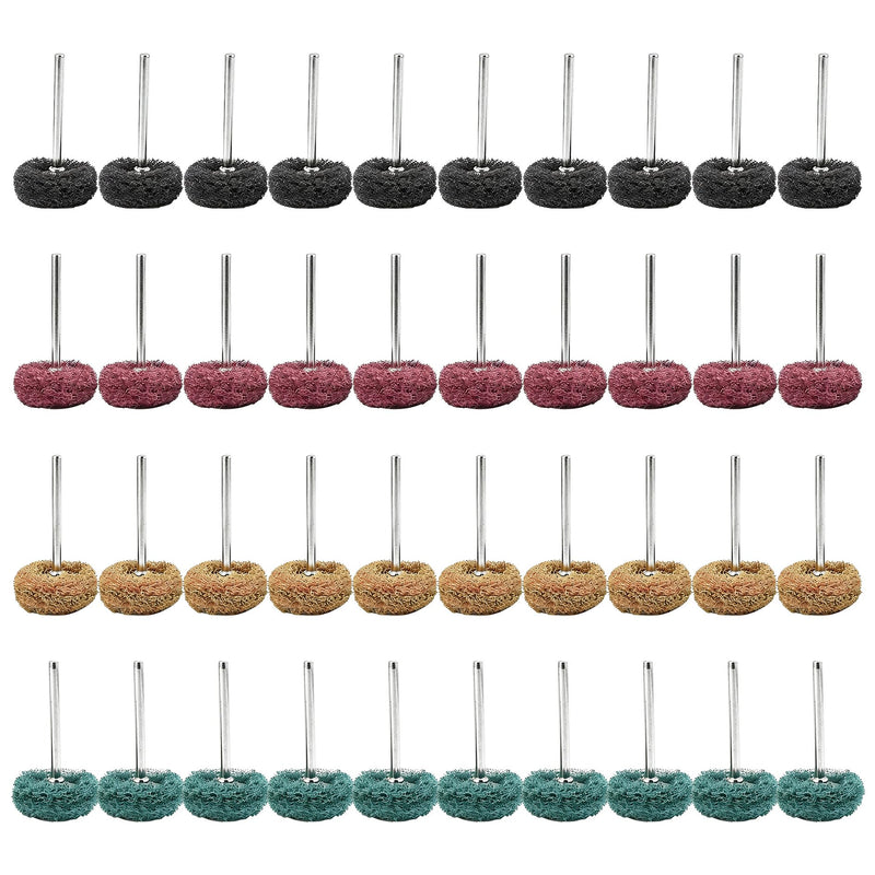 Pack of 40 Abrasive Buffing Wheels, Abrasive Polishing Wheels, Flap Grinder for Drill, Grits 80/150/240/300, Versatile Polishing Accessories for Metal, Jewelry and More