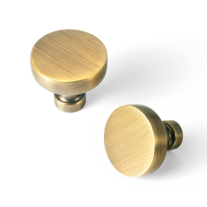 Goo-Ki Brushed Bronze Cabinet Knobs Zinc Alloy Kitchen Cabinet Hardware - 6 Pack Brass Bronze Single Hole/Screw Drawer Pulls Solid Cabinet Handles 1.2 Inches