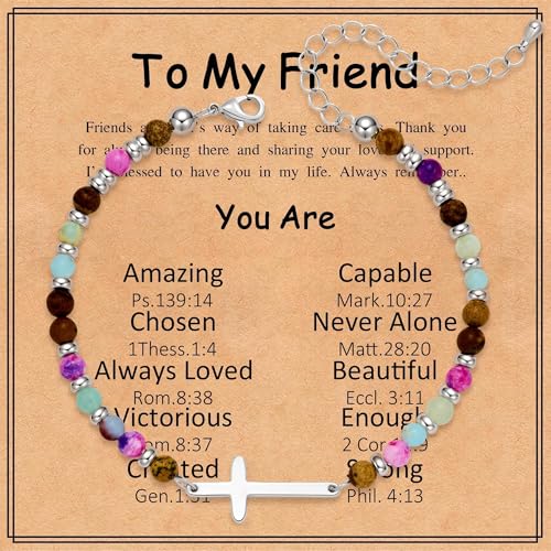 Cross Bead Bracelets for Women Birthday Friend Gift Friend-04SilverCross-Light
