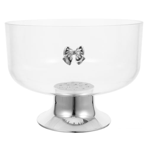 Cabilock Footed Fruit Bowl 9 inch Clear Acrylic Trifle Bowl with Pedestal Base Tall Dessert Display Stand for Fruit Desserts Snacks Kitchen Counter Home Party Decor